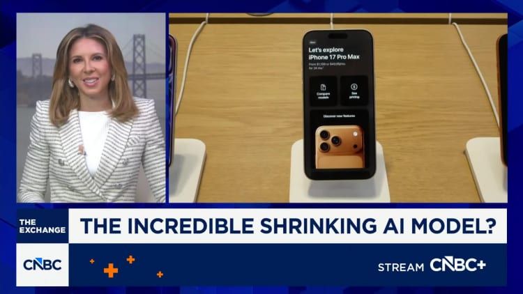 iPhoneのAIモデル圧縮に関してスタートアップPrismMLと協議を行うAppleについて報じるCNBCのインタビュー
