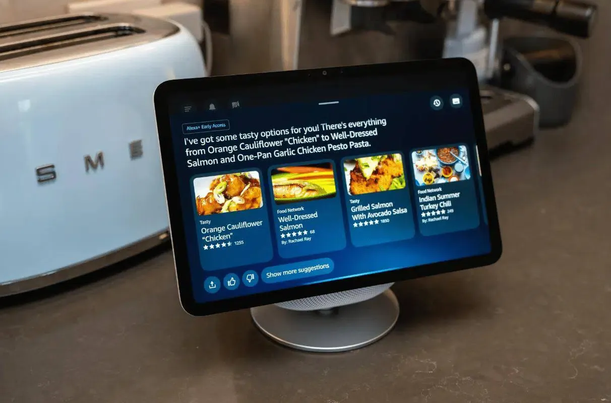 Smart display concept showing ambient household management features and widget layouts