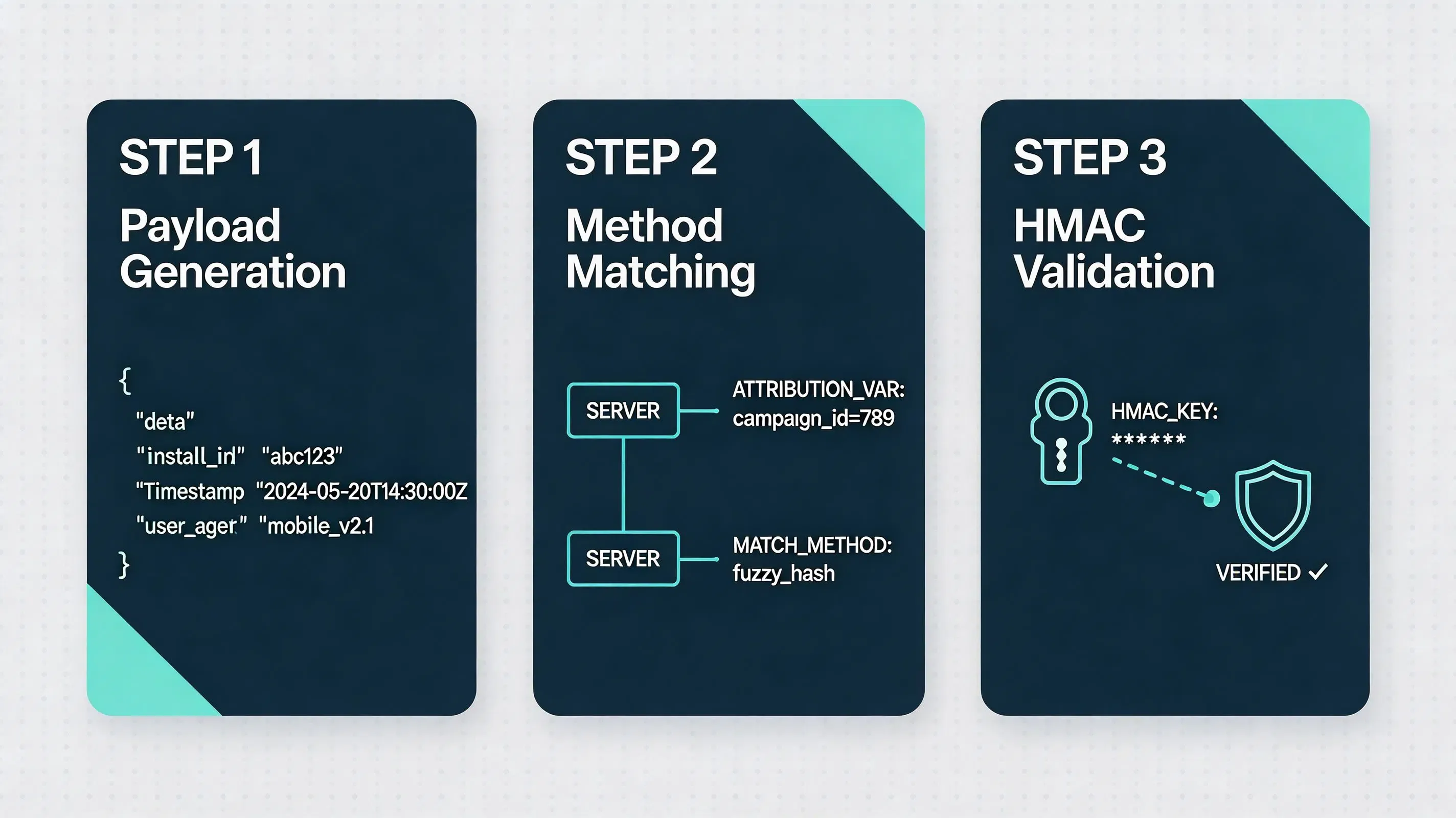 Premium 3-step developer implementation checklist for secure server-to-server webhook attribution postbacks.