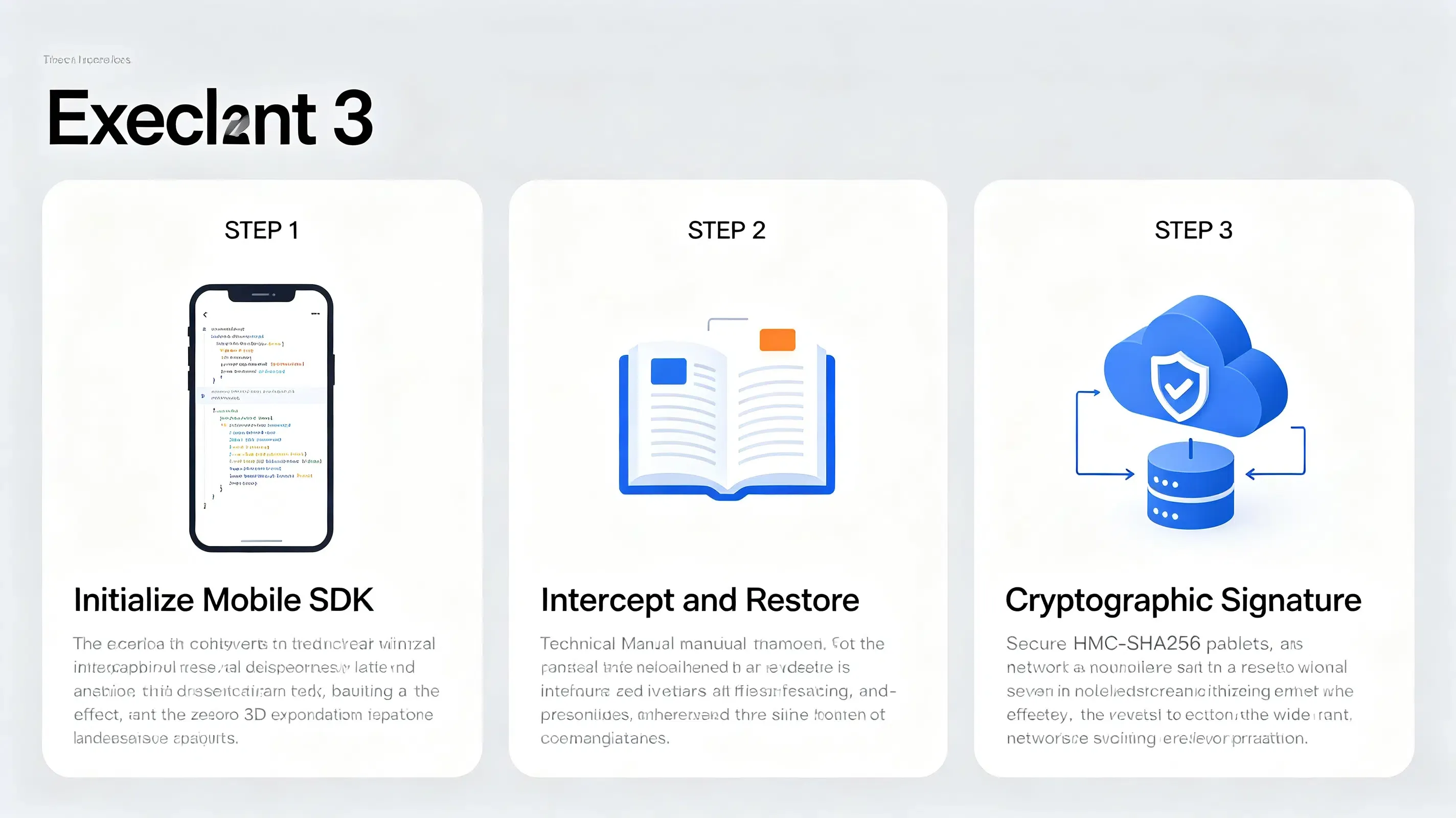 3-step technical integration workflow checklist for SDK initialization and cryptographic security.