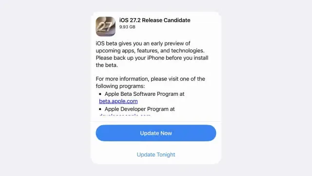 iOS 27.2 software update screen