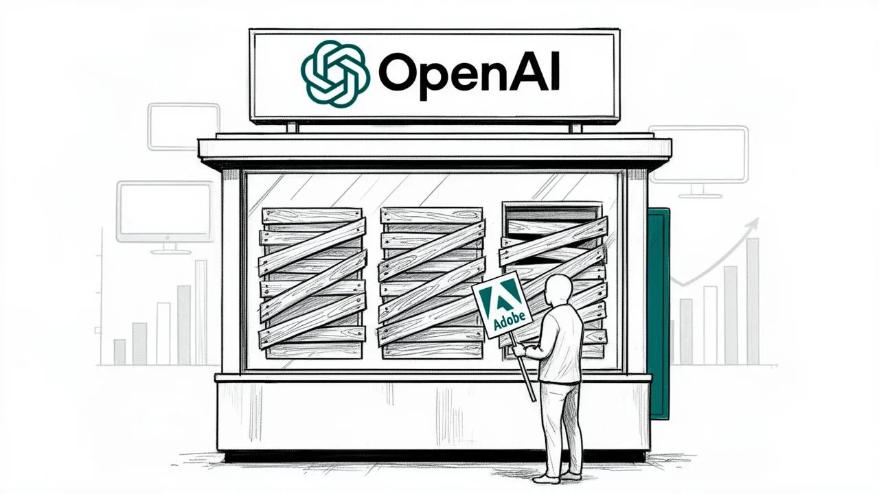 Conceptual illustration of conversational AI interface displaying restricted competitor ad categories