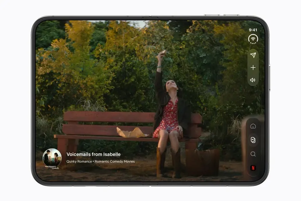 The Netflix application interface running on the unfolded inner display of iPhone Duo