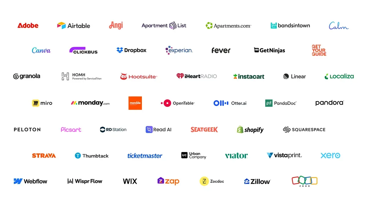 Logo cloud representing initial enterprise partners integrated into Google Connected Apps