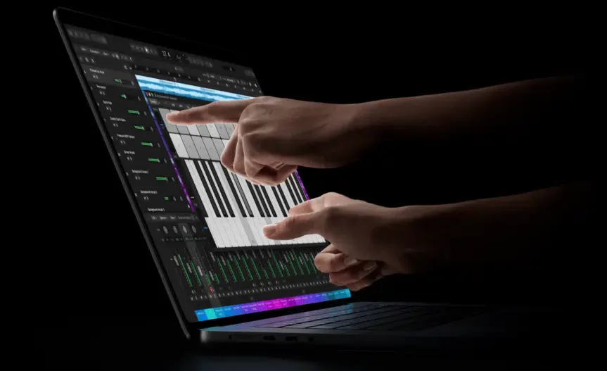 User testing direct multi-touch input on the MacBook Pro with PROLED XDR Display onscreen keyboard interface