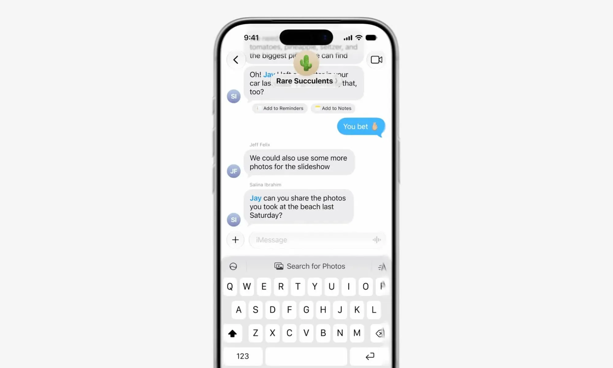 Apple Intelligence one-tap suggestions interface in Messages