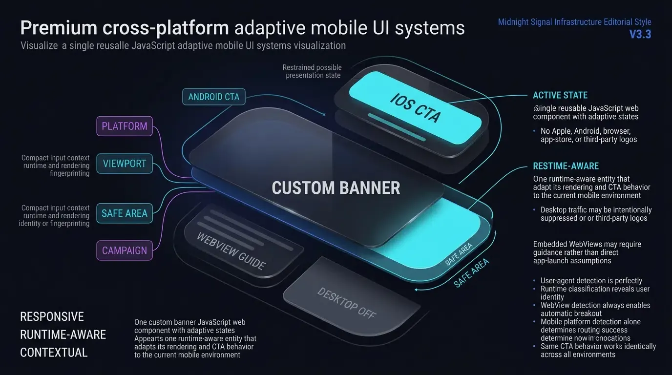 Custom app banners adapt layout and CTA behavior to runtime context.