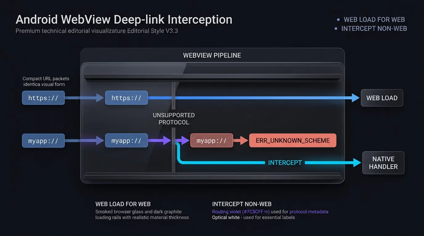 Benutzerdefinierte Schemata müssen die WebView-Ladepipeline verlassen, bevor Chromium fehlschlägt.