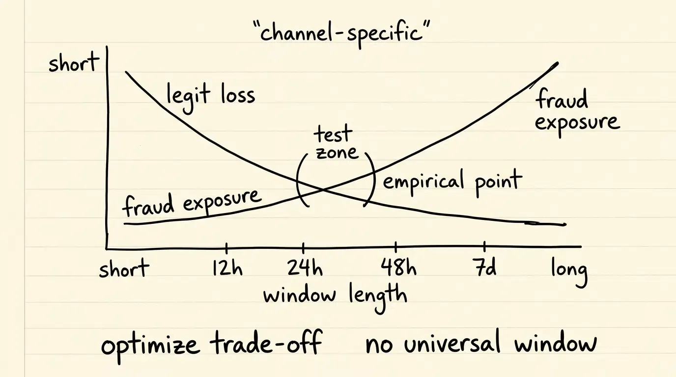 Attribution window tradeoff between fraud exposure and legit loss