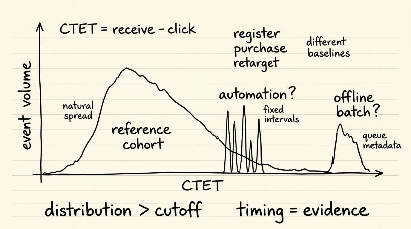 CTET empirical baseline versus automated event latency spikes