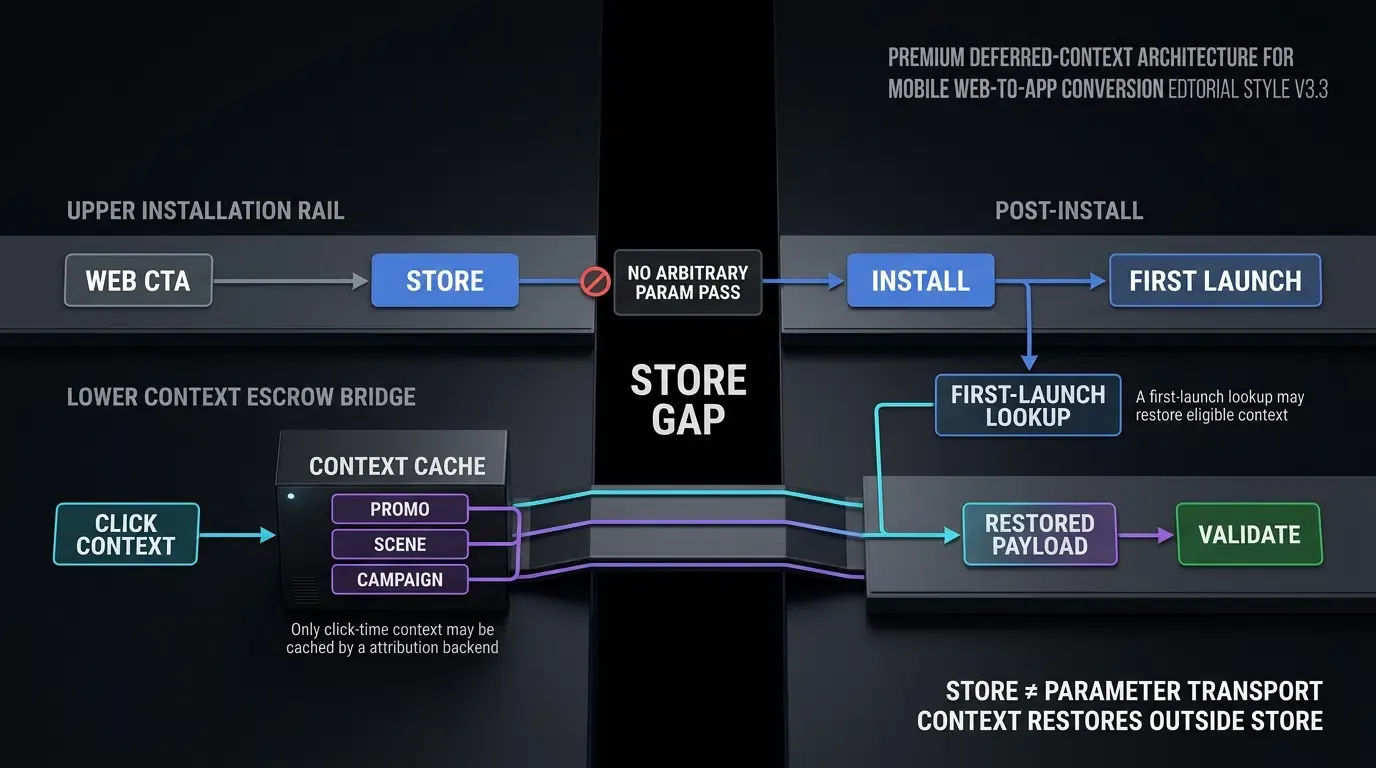 Deferred context bypasses the store gap through server-side caching and restoration.