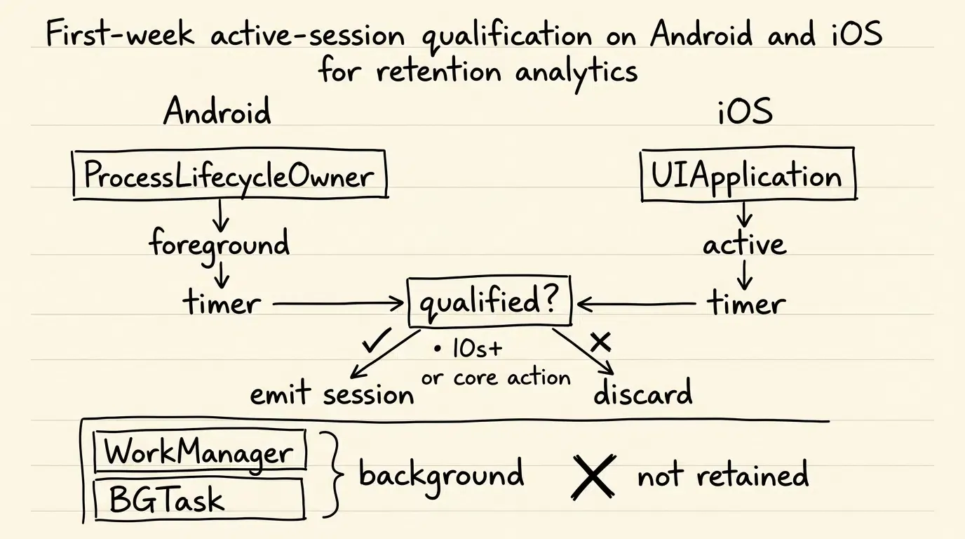 Pipeline de sessões de retenção qualificadas em Android e iOS
