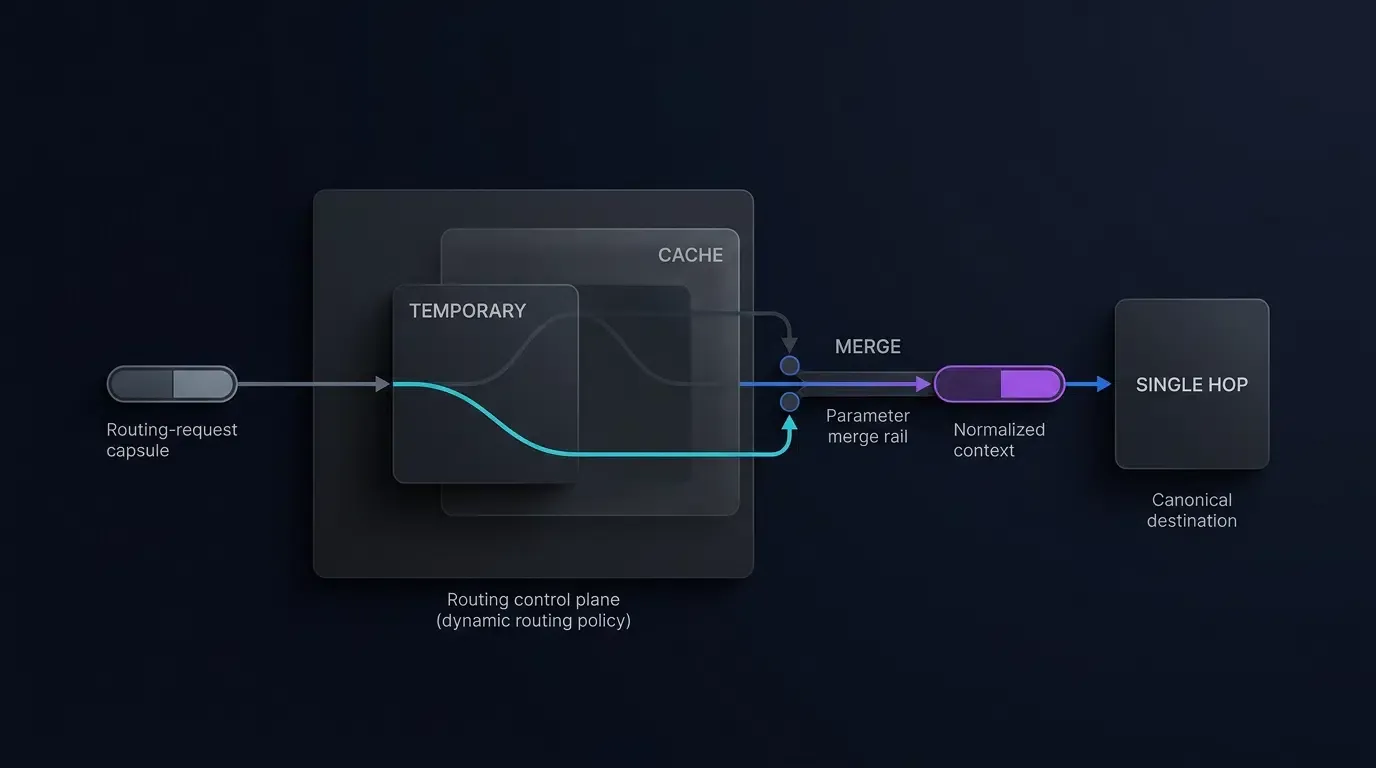 Temporary redirects require cache control and deterministic parameter merging for reliable routing.