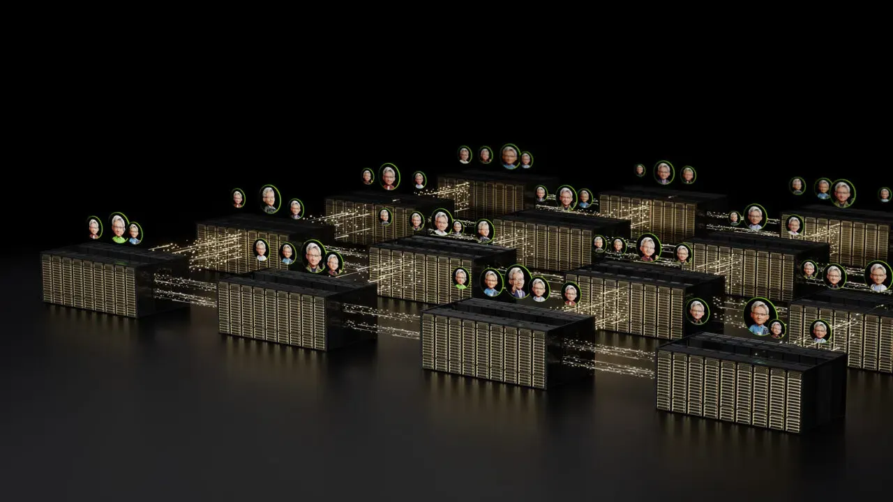 Техническая иллюстрация NVIDIA, демонстрирующая производительность агентного ИИ и метрики эффективности инференса