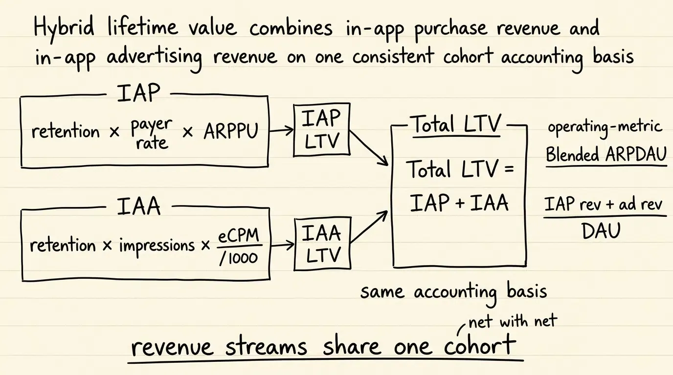 LTV mixte des jeux hybrides à partir des revenus IAP et publicitaires