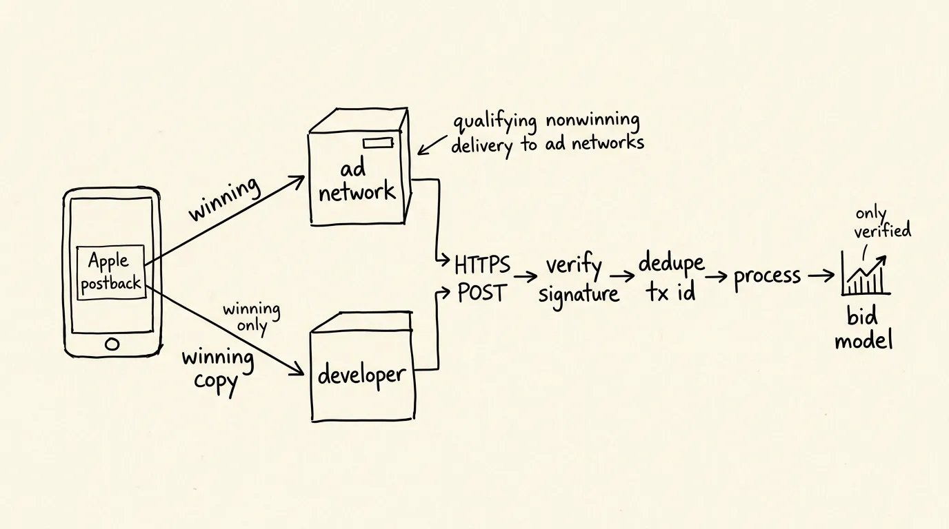 SKAdNetwork postback ingestion and verification workflow