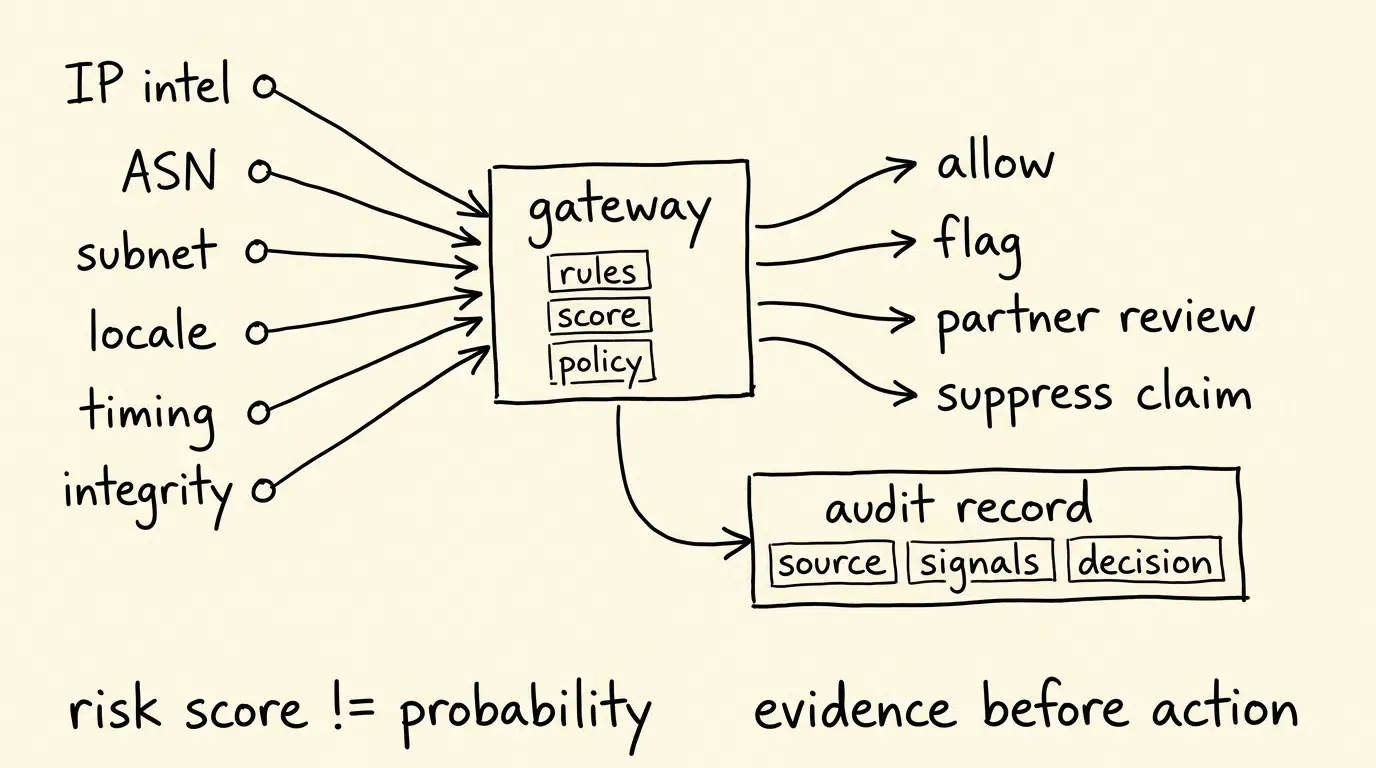Arquitectura de revisión de políticas de atribución y evidencia de anomalías IP