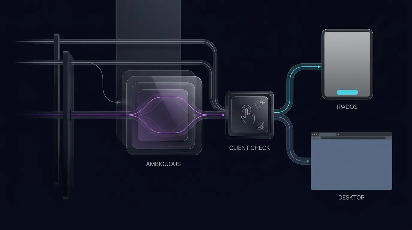 Ambiguous runtime signals require client checks to distinguish iPadOS from desktop.