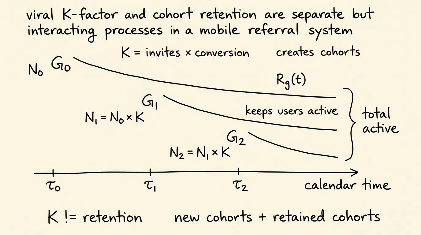K factor and retention across staggered referral cohorts