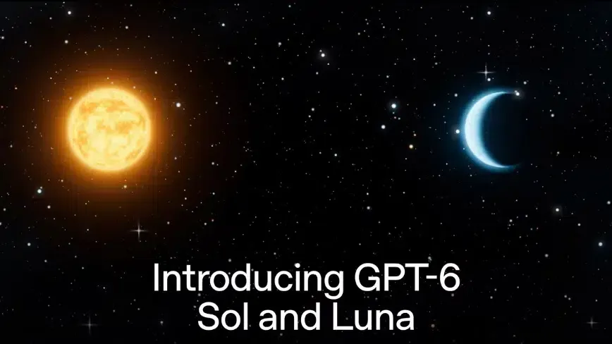 Official announcement graphic illustrating GPT-6 Sol and Luna model releases