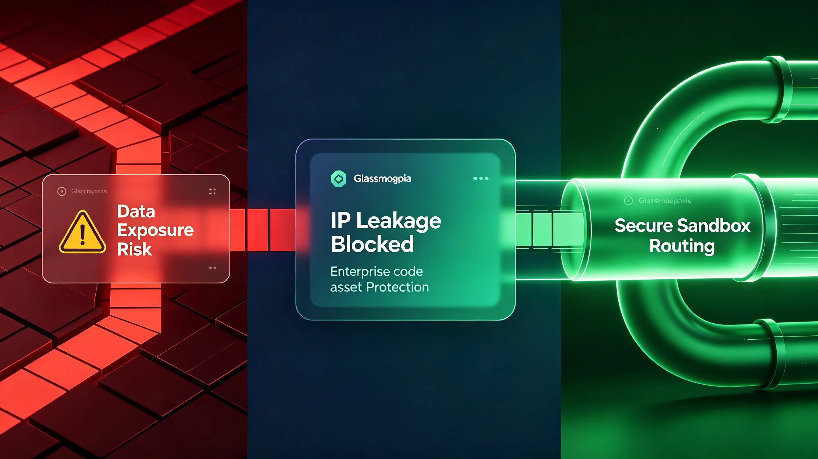 Insecure outbound code exposure versus secure sandbox proxy routing.