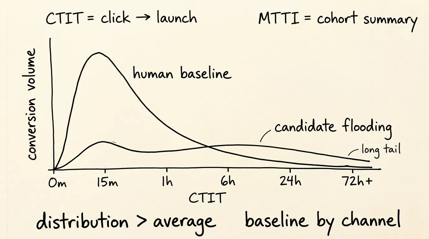 人类安装与点击泛洪的 CTIT 分布对比