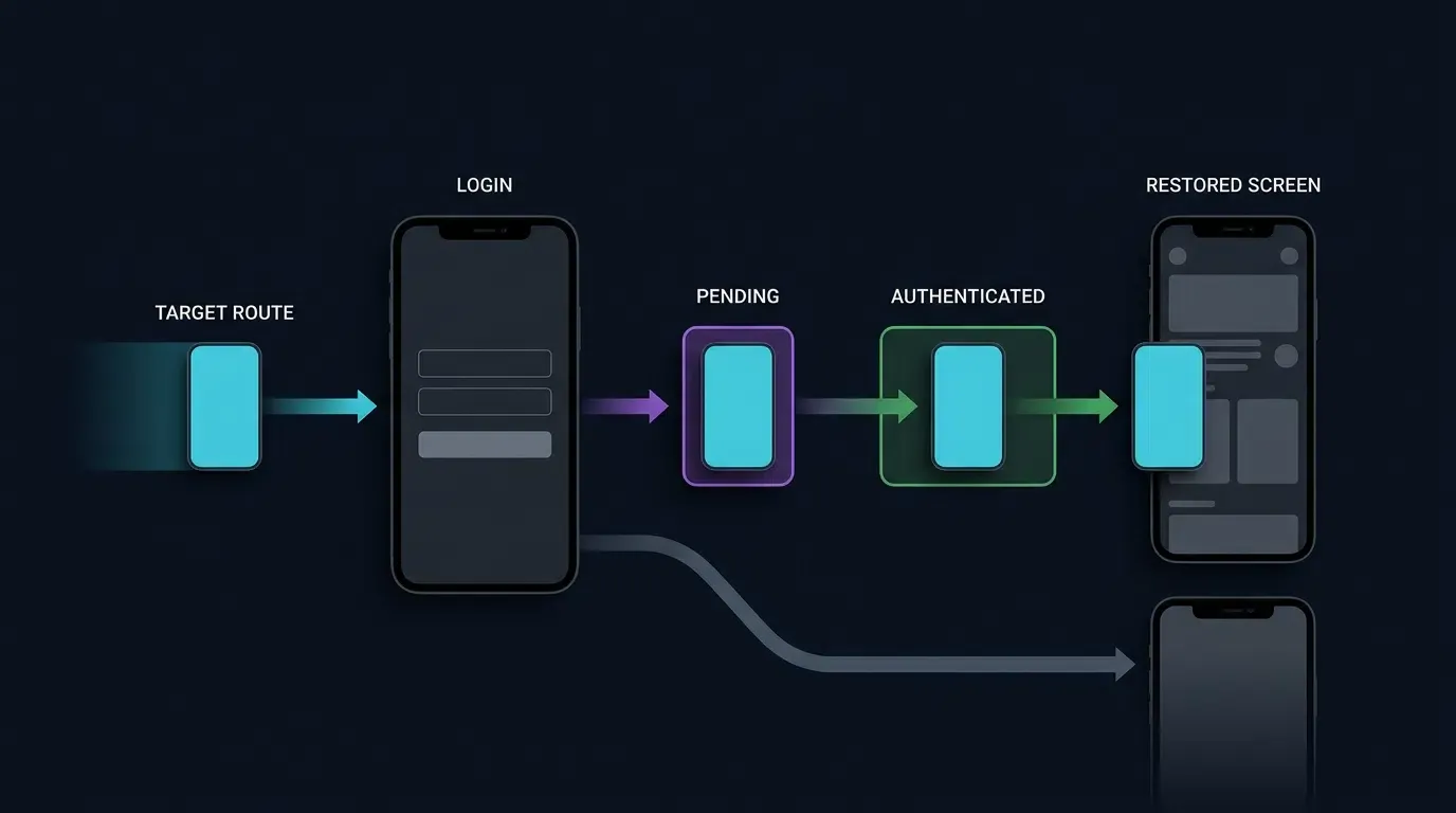 Protected QR routes can resume after authentication while invalid targets fall back safely.
