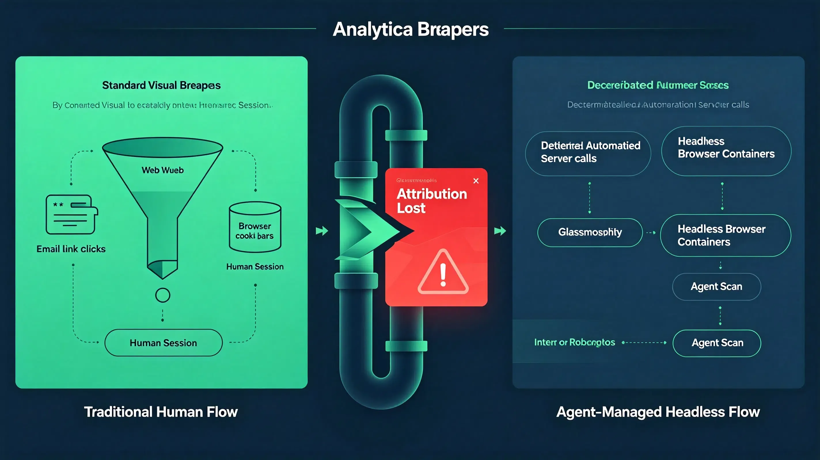 Traditional human flow versus agent managed headless flow.